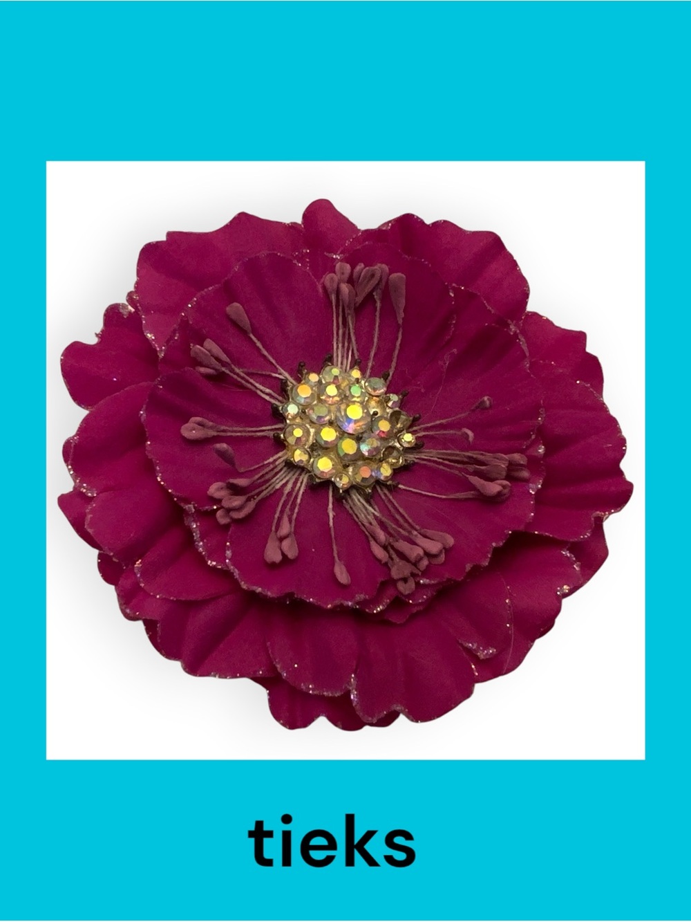 Tieks Deep Magenta Flower with Rhinestone Center